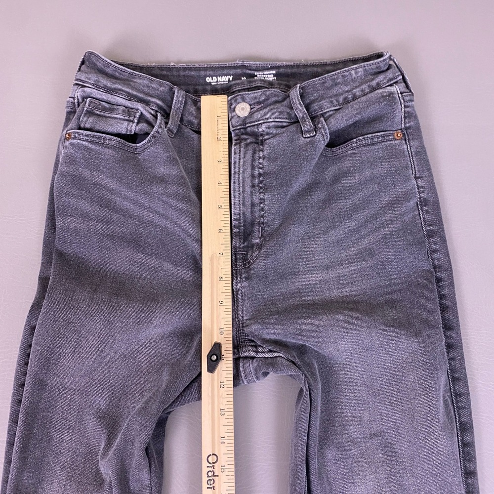 Old Navy Rockstar Jeans Size 10 Super Skinny Extra High-Rise Gray 360 Stretch - Picture 6 of 11